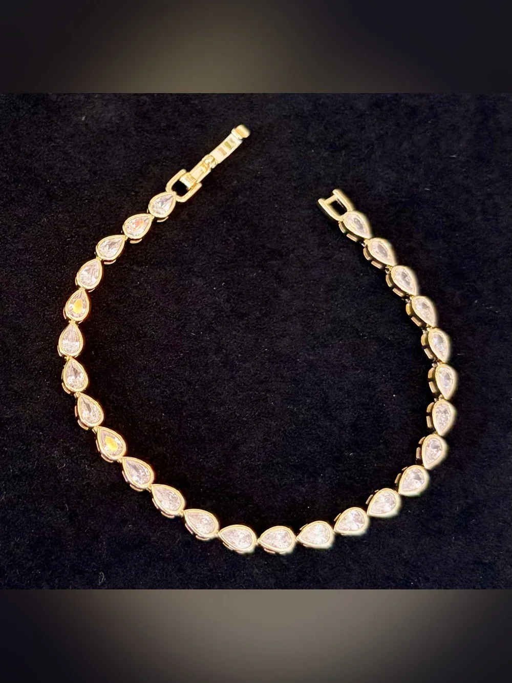 NIB Gold Teardrop Tennis Bracelet with Clear Stones absolutely stunning!